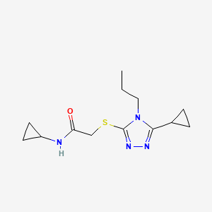 molecular formula C13H20N4OS B4783443 N-cyclopropyl-2-[(5-cyclopropyl-4-propyl-4H-1,2,4-triazol-3-yl)sulfanyl]acetamide 