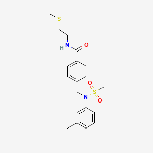 molecular formula C20H26N2O3S2 B4783635 4-{[(3,4-dimethylphenyl)(methylsulfonyl)amino]methyl}-N-[2-(methylthio)ethyl]benzamide 