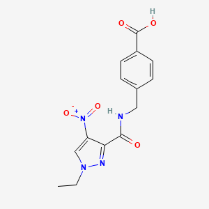 molecular formula C14H14N4O5 B4783769 4-({[(1-ethyl-4-nitro-1H-pyrazol-3-yl)carbonyl]amino}methyl)benzoic acid 