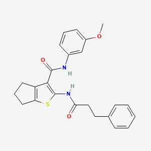 molecular formula C24H24N2O3S B4783838 N-(3-methoxyphenyl)-2-(3-phenylpropanoylamino)-5,6-dihydro-4H-cyclopenta[b]thiophene-3-carboxamide 