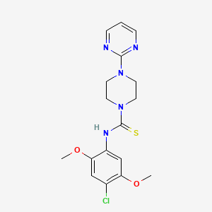 molecular formula C17H20ClN5O2S B4783961 N-(4-chloro-2,5-dimethoxyphenyl)-4-(pyrimidin-2-yl)piperazine-1-carbothioamide 