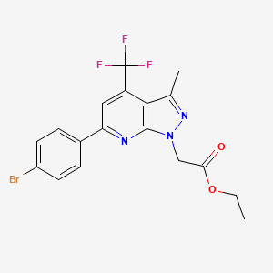 molecular formula C18H15BrF3N3O2 B4784068 ETHYL 2-[6-(4-BROMOPHENYL)-3-METHYL-4-(TRIFLUOROMETHYL)-1H-PYRAZOLO[3,4-B]PYRIDIN-1-YL]ACETATE 
