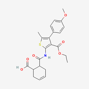 molecular formula C23H25NO6S B4784152 6-({[3-(ethoxycarbonyl)-4-(4-methoxyphenyl)-5-methyl-2-thienyl]amino}carbonyl)-3-cyclohexene-1-carboxylic acid 