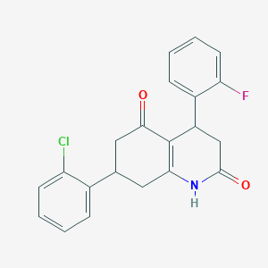 molecular formula C21H17ClFNO2 B4784189 7-(2-chlorophenyl)-4-(2-fluorophenyl)-4,6,7,8-tetrahydroquinoline-2,5(1H,3H)-dione 