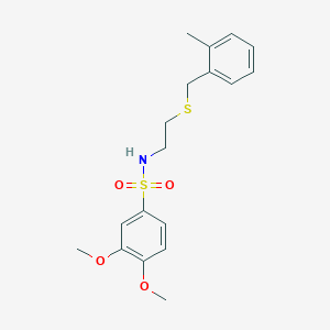 molecular formula C18H23NO4S2 B4784277 3,4-dimethoxy-N-{2-[(2-methylbenzyl)sulfanyl]ethyl}benzenesulfonamide 