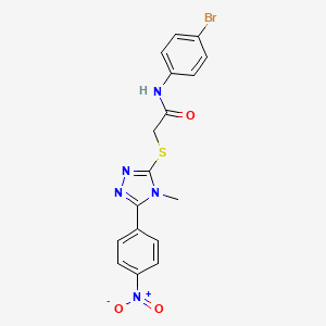 molecular formula C17H14BrN5O3S B4784307 N-(4-bromophenyl)-2-{[4-methyl-5-(4-nitrophenyl)-4H-1,2,4-triazol-3-yl]sulfanyl}acetamide 