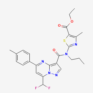 molecular formula C25H25F2N5O3S B4784350 ethyl 2-[{[7-(difluoromethyl)-5-(4-methylphenyl)pyrazolo[1,5-a]pyrimidin-3-yl]carbonyl}(propyl)amino]-4-methyl-1,3-thiazole-5-carboxylate 