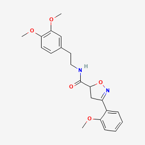 molecular formula C21H24N2O5 B4784512 N-[2-(3,4-dimethoxyphenyl)ethyl]-3-(2-methoxyphenyl)-4,5-dihydro-1,2-oxazole-5-carboxamide 