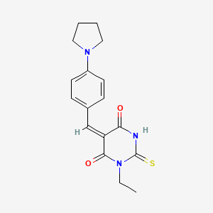 molecular formula C17H19N3O2S B4784536 (5E)-1-ethyl-5-[(4-pyrrolidin-1-ylphenyl)methylidene]-2-sulfanylidene-1,3-diazinane-4,6-dione 