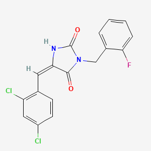 molecular formula C17H11Cl2FN2O2 B4784665 (5E)-5-(2,4-dichlorobenzylidene)-3-(2-fluorobenzyl)imidazolidine-2,4-dione 