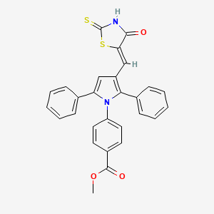 molecular formula C28H20N2O3S2 B4785097 methyl 4-[3-[(Z)-(4-oxo-2-sulfanylidene-1,3-thiazolidin-5-ylidene)methyl]-2,5-diphenylpyrrol-1-yl]benzoate 