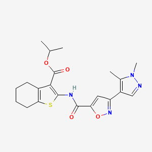 molecular formula C21H24N4O4S B4785312 isopropyl 2-({[3-(1,5-dimethyl-1H-pyrazol-4-yl)-5-isoxazolyl]carbonyl}amino)-4,5,6,7-tetrahydro-1-benzothiophene-3-carboxylate 