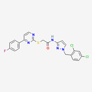 molecular formula C22H16Cl2FN5OS B4785460 N~1~-[1-(2,4-DICHLOROBENZYL)-1H-PYRAZOL-3-YL]-2-{[4-(4-FLUOROPHENYL)-2-PYRIMIDINYL]SULFANYL}ACETAMIDE 