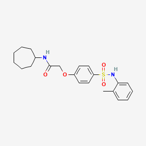 molecular formula C22H28N2O4S B4785554 N-cycloheptyl-2-[4-[(2-methylphenyl)sulfamoyl]phenoxy]acetamide 