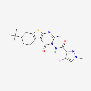 molecular formula C20H24IN5O2S B4785711 N-[7-(TERT-BUTYL)-2-METHYL-4-OXO-5,6,7,8-TETRAHYDRO[1]BENZOTHIENO[2,3-D]PYRIMIDIN-3(4H)-YL]-4-IODO-1-METHYL-1H-PYRAZOLE-3-CARBOXAMIDE 