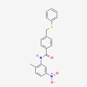 molecular formula C21H18N2O3S B4785869 N-(2-methyl-5-nitrophenyl)-4-[(phenylthio)methyl]benzamide 