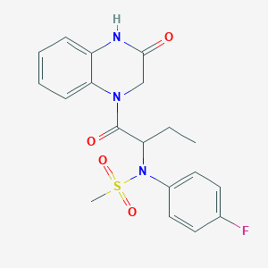 molecular formula C19H20FN3O4S B4786132 N-(4-fluorophenyl)-N-{1-[(3-oxo-3,4-dihydro-1(2H)-quinoxalinyl)carbonyl]propyl}methanesulfonamide 