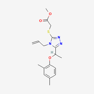 molecular formula C18H23N3O3S B4786143 methyl ({5-[1-(2,4-dimethylphenoxy)ethyl]-4-(prop-2-en-1-yl)-4H-1,2,4-triazol-3-yl}sulfanyl)acetate 