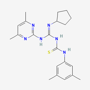 molecular formula C21H28N6S B4786155 1-{(Z)-(cyclopentylamino)[(4,6-dimethylpyrimidin-2-yl)amino]methylidene}-3-(3,5-dimethylphenyl)thiourea 
