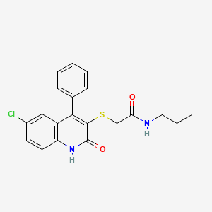 molecular formula C20H19ClN2O2S B4786243 2-[(6-chloro-2-oxo-4-phenyl-1,2-dihydroquinolin-3-yl)sulfanyl]-N-propylacetamide 