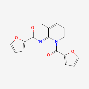 molecular formula C16H12N2O4 B4786514 N-[1-(2-furoyl)-3-methyl-2(1H)-pyridinylidene]-2-furamide 