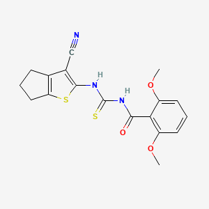 molecular formula C18H17N3O3S2 B4786920 N-[(3-cyano-5,6-dihydro-4H-cyclopenta[b]thiophen-2-yl)carbamothioyl]-2,6-dimethoxybenzamide 