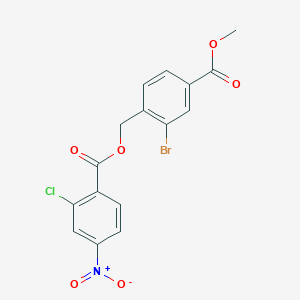 molecular formula C16H11BrClNO6 B4786947 Methyl 3-bromo-4-[(2-chloro-4-nitrobenzoyl)oxymethyl]benzoate 