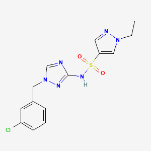 molecular formula C14H15ClN6O2S B4786979 N~4~-[1-(3-CHLOROBENZYL)-1H-1,2,4-TRIAZOL-3-YL]-1-ETHYL-1H-PYRAZOLE-4-SULFONAMIDE 