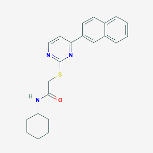 molecular formula C22H23N3OS B4786994 N~1~-CYCLOHEXYL-2-{[4-(2-NAPHTHYL)-2-PYRIMIDINYL]SULFANYL}ACETAMIDE 