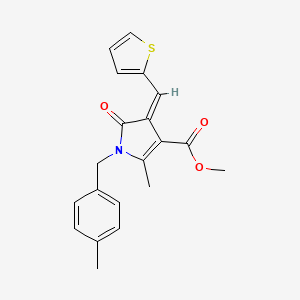 molecular formula C20H19NO3S B4787012 METHYL (4Z)-2-METHYL-1-[(4-METHYLPHENYL)METHYL]-5-OXO-4-[(THIOPHEN-2-YL)METHYLIDENE]-4,5-DIHYDRO-1H-PYRROLE-3-CARBOXYLATE 