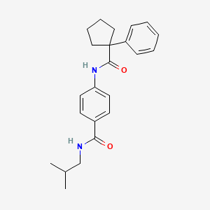 molecular formula C23H28N2O2 B4787069 N-(2-methylpropyl)-4-[(1-phenylcyclopentanecarbonyl)amino]benzamide 