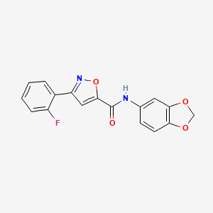 molecular formula C17H11FN2O4 B4787142 N-(2H-1,3-BENZODIOXOL-5-YL)-3-(2-FLUOROPHENYL)-1,2-OXAZOLE-5-CARBOXAMIDE 