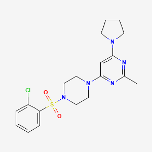 molecular formula C19H24ClN5O2S B4787261 4-[4-(2-Chlorobenzenesulfonyl)piperazin-1-YL]-2-methyl-6-(pyrrolidin-1-YL)pyrimidine 