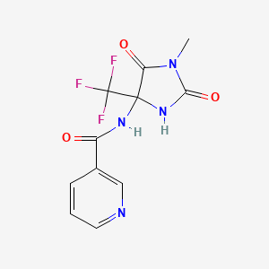 molecular formula C11H9F3N4O3 B4787286 N-[1-methyl-2,5-dioxo-4-(trifluoromethyl)imidazolidin-4-yl]pyridine-3-carboxamide 