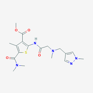 molecular formula C18H25N5O4S B4787503 methyl 5-[(dimethylamino)carbonyl]-4-methyl-2-({N-methyl-N-[(1-methyl-1H-pyrazol-4-yl)methyl]glycyl}amino)-3-thiophenecarboxylate 