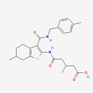 molecular formula C24H30N2O4S B4787529 3-METHYL-5-[(6-METHYL-3-{[(4-METHYLBENZYL)AMINO]CARBONYL}-4,5,6,7-TETRAHYDRO-1-BENZOTHIOPHEN-2-YL)AMINO]-5-OXOPENTANOIC ACID 