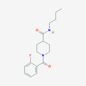 molecular formula C17H23FN2O2 B4787581 N-butyl-1-(2-fluorobenzoyl)piperidine-4-carboxamide 