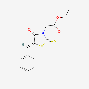 molecular formula C15H15NO3S2 B4787621 ethyl 2-[(5Z)-5-[(4-methylphenyl)methylidene]-4-oxo-2-sulfanylidene-1,3-thiazolidin-3-yl]acetate 