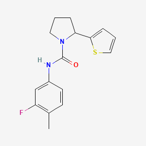 molecular formula C16H17FN2OS B4787624 N-(3-fluoro-4-methylphenyl)-2-(2-thienyl)-1-pyrrolidinecarboxamide 