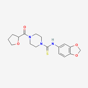 molecular formula C17H21N3O4S B4787724 N-(1,3-benzodioxol-5-yl)-4-(tetrahydrofuran-2-ylcarbonyl)piperazine-1-carbothioamide 