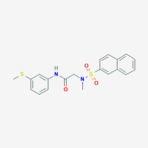 molecular formula C20H20N2O3S2 B4787938 N~2~-methyl-N~1~-[3-(methylthio)phenyl]-N~2~-(2-naphthylsulfonyl)glycinamide 