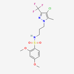 molecular formula C16H19ClF3N3O4S B4788018 N~1~-{3-[4-CHLORO-5-METHYL-3-(TRIFLUOROMETHYL)-1H-PYRAZOL-1-YL]PROPYL}-2,4-DIMETHOXY-1-BENZENESULFONAMIDE 