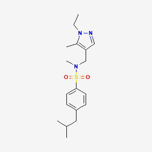 molecular formula C18H27N3O2S B4788080 N~1~-[(1-ETHYL-5-METHYL-1H-PYRAZOL-4-YL)METHYL]-4-ISOBUTYL-N~1~-METHYL-1-BENZENESULFONAMIDE 