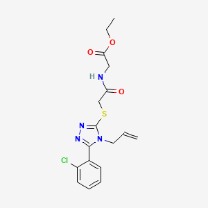 molecular formula C17H19ClN4O3S B4788458 Ethyl 2-[[2-[[5-(2-chlorophenyl)-4-prop-2-enyl-1,2,4-triazol-3-yl]sulfanyl]acetyl]amino]acetate 