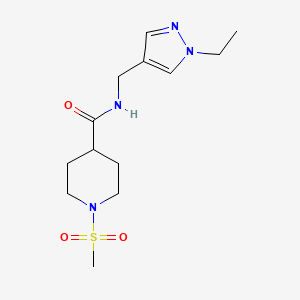 molecular formula C13H22N4O3S B4788511 N~4~-[(1-ETHYL-1H-PYRAZOL-4-YL)METHYL]-1-(METHYLSULFONYL)-4-PIPERIDINECARBOXAMIDE 