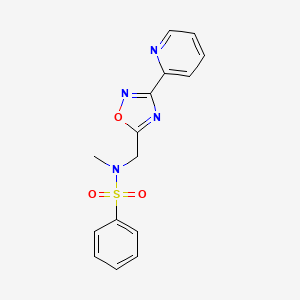 molecular formula C15H14N4O3S B4788536 N-methyl-N-{[3-(2-pyridinyl)-1,2,4-oxadiazol-5-yl]methyl}benzenesulfonamide 