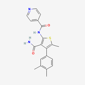 molecular formula C20H19N3O2S B4788589 N-[3-CARBAMOYL-4-(3,4-DIMETHYLPHENYL)-5-METHYL-2-THIENYL]ISONICOTINAMIDE 