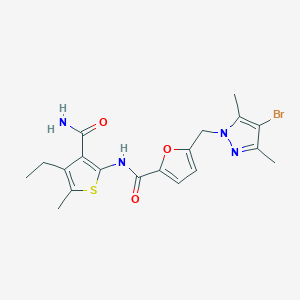 molecular formula C19H21BrN4O3S B4788692 N-[3-(aminocarbonyl)-4-ethyl-5-methyl-2-thienyl]-5-[(4-bromo-3,5-dimethyl-1H-pyrazol-1-yl)methyl]-2-furamide 