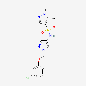 molecular formula C15H16ClN5O3S B4788703 N~4~-{1-[(3-CHLOROPHENOXY)METHYL]-1H-PYRAZOL-4-YL}-1,5-DIMETHYL-1H-PYRAZOLE-4-SULFONAMIDE 