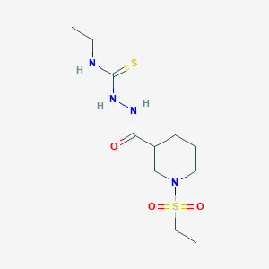 molecular formula C11H22N4O3S2 B4788889 N-ethyl-2-{[1-(ethylsulfonyl)piperidin-3-yl]carbonyl}hydrazinecarbothioamide 